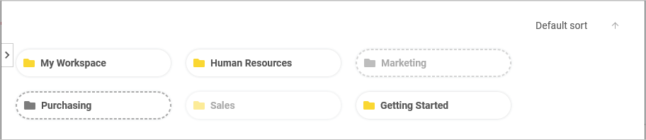 The Folders panel of the Content view showing folders in their various conditions.