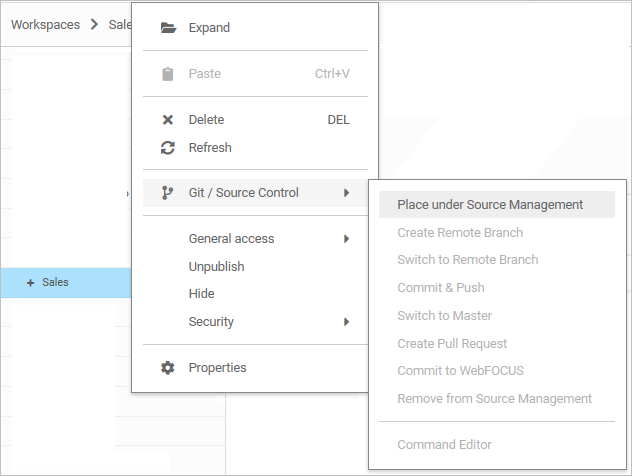 Source Control shortcut menu.