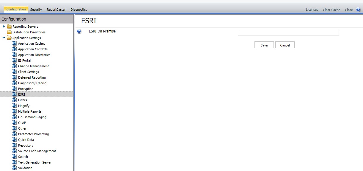 Administration Console Esri page