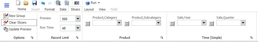 Product and Time Sales Hierarchy Groups