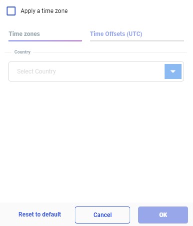 Empty time zone dialog box