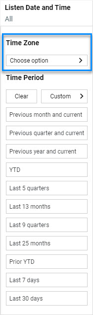 Prompted filter time zone option