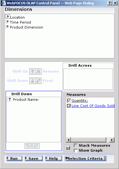 WebFOCUS OLAP Control Panel