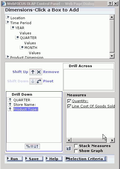 WebFOCUS OLAP Control Panel