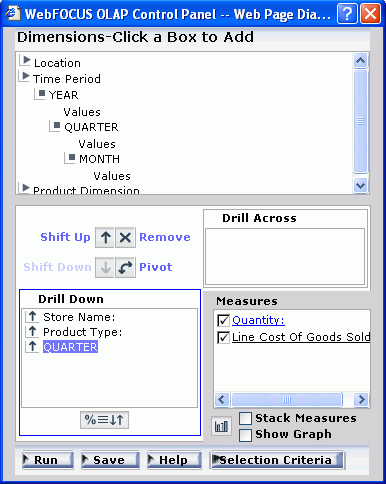 WebFOCUS OLAP Control Panel