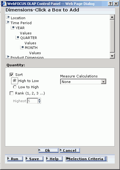 WebFOCUS OLAP Control Panel