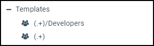 Listings for the model group and model developers group templates on the reporting server access control page tree.