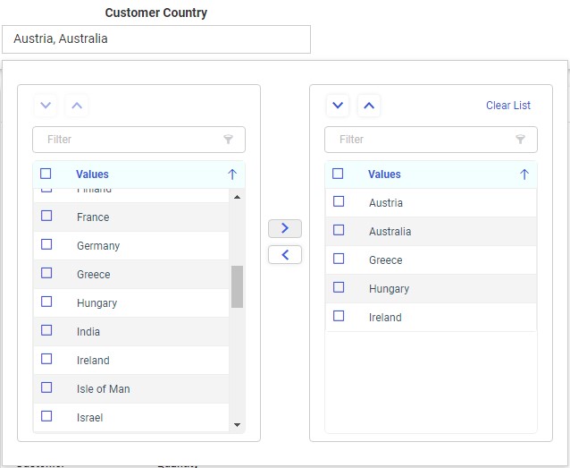 double list box control