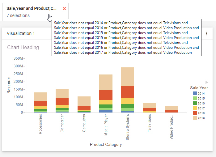 Tooltip on multidimensional filter pill