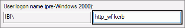 The User logon name (pre-Windows 2000) with the name of the WebFOCUS Client machine beginning with http in lowercase and followed by an underscore.