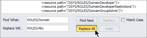 Search and Replace domain names