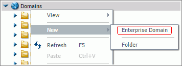 The Domains/Workspaces shortcut menu, after the update, showing only the Enterprise Domain/Workspace command.