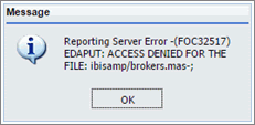 Reporting Server Access Denied for the file error message.