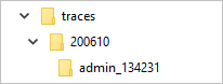 The traces file directory showing the typical hierarchy of the daily trace files folder named with the date in YYMMDD format and a subfolder for an individual session named with the session ID.