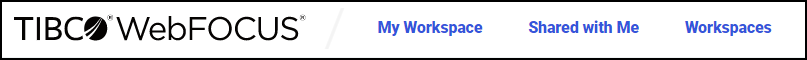 The Banner on the WebFOCUS Home Page highlighting the Workspaces link.
