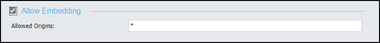 The Allow Embedding check-box in the Cross-Origin Settings dialog box.