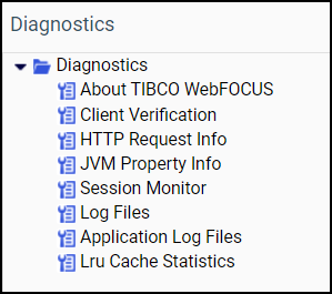 The diagnostics tab menu.