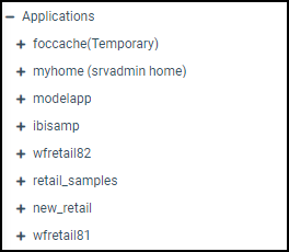 The folder for the new modelapp application directory on the Application Directories tab of the Reporting Server browser interface.