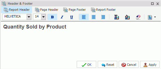 Report Header Dialog Box