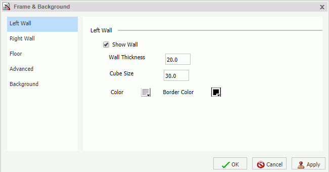 3D Chart Frame and Background Dialog Box Left Wall Tab