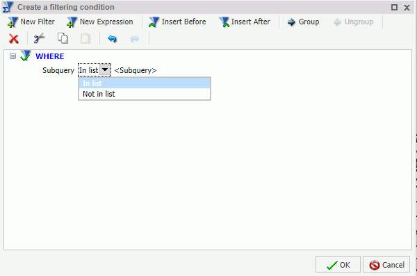 Subquery drop down list