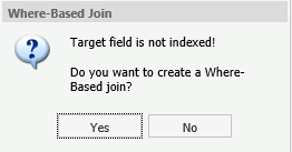 Message box for join field without index