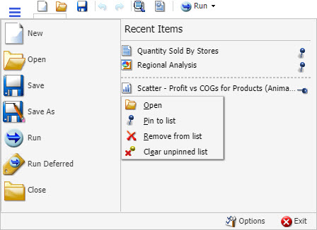 Recent Items Context Menu