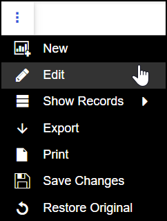 The Options menu with the Edit menu option selected