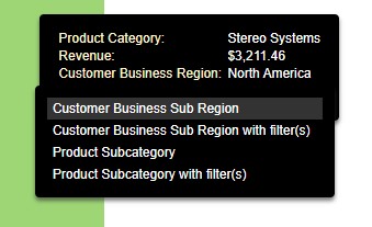 Auto Drill menu in a chart with 2 dimension fields