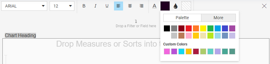 Color palette accessed from header styling toolbar
