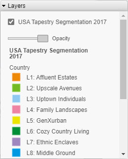 legend for Tapestry demographic layer