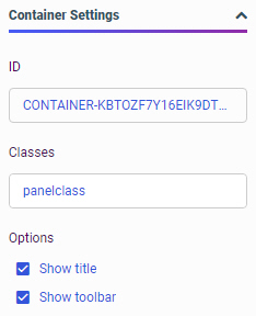 Properties panel showing panelclass as the Class