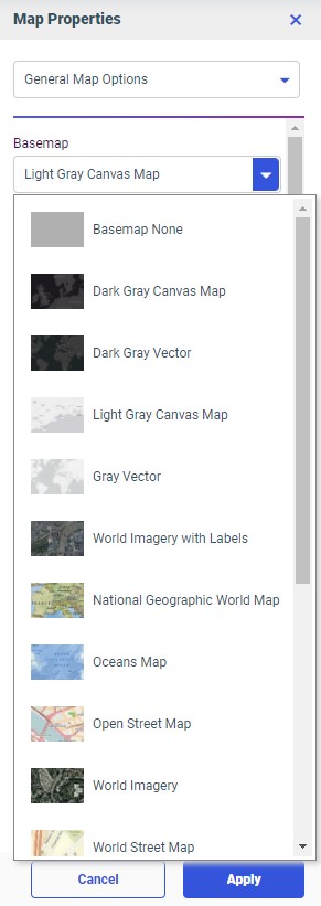 List of available basemaps