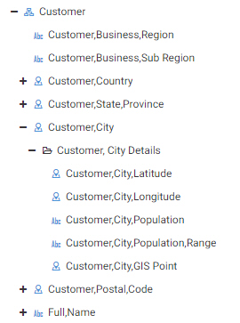 Attributes for Customer City