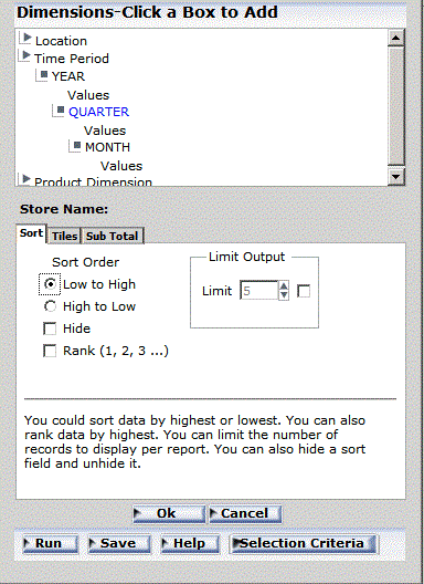 WebFOCUS OLAP Control Panel