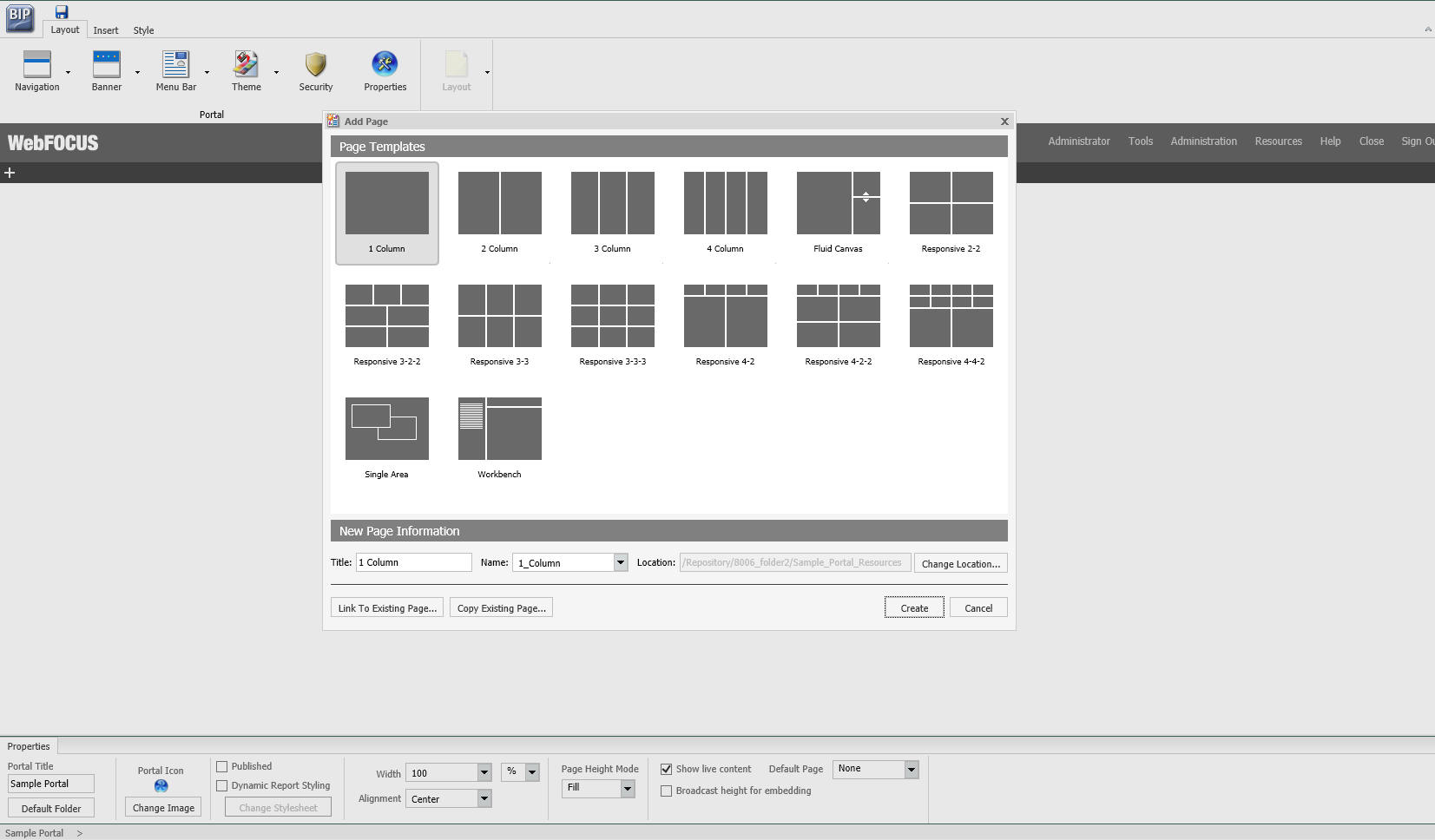 Portal Designer default UI