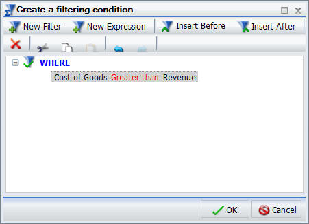 Create a filtering condition window