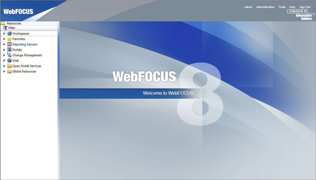 WebFOCUS Welcome page