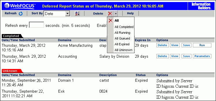 Deferred Status Interface