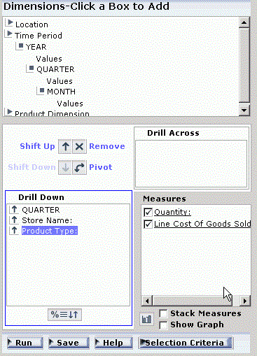 WebFOCUS OLAP Control Panel