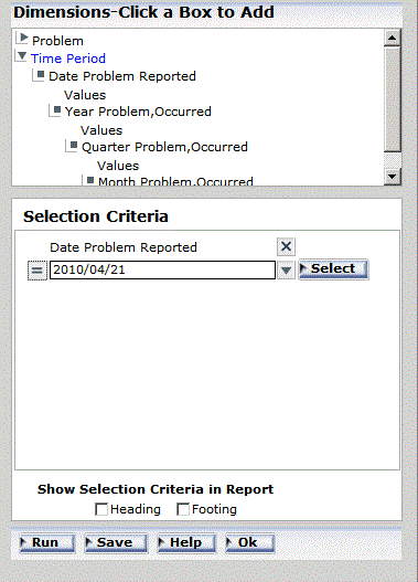 WebFOCUS OLAP Control Panel