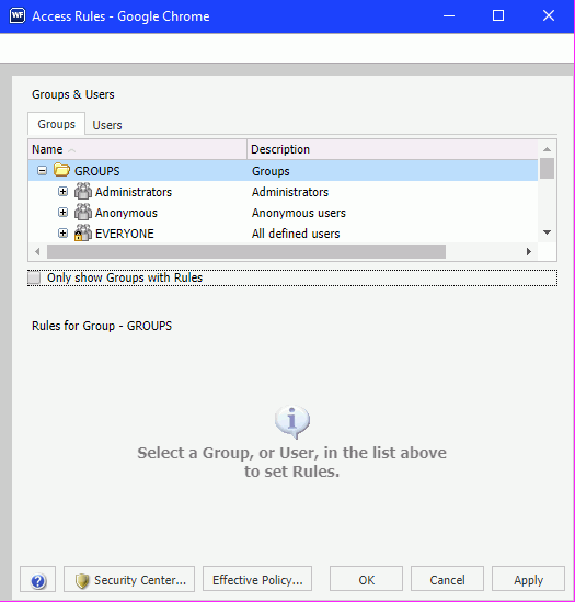 Access Rules dialog box