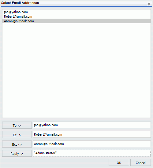 The Select Email Addresses dialog box.