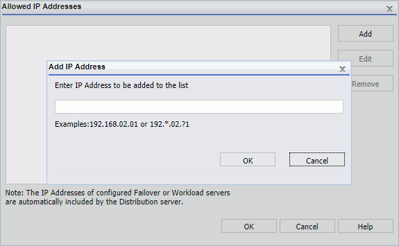 The Add Allowed IP Address dialog box