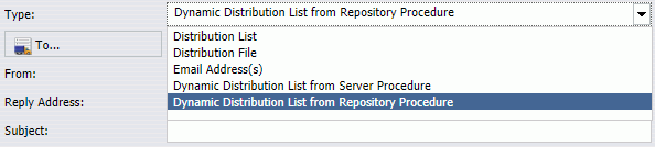 The Dynamic Distribution List from Repository Procedure option