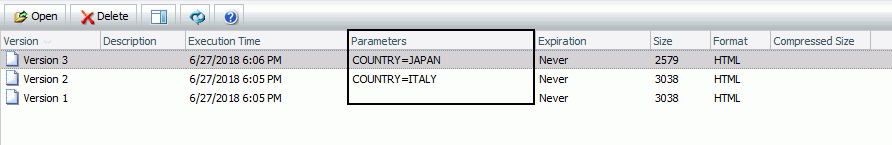 Parameter values for library reports